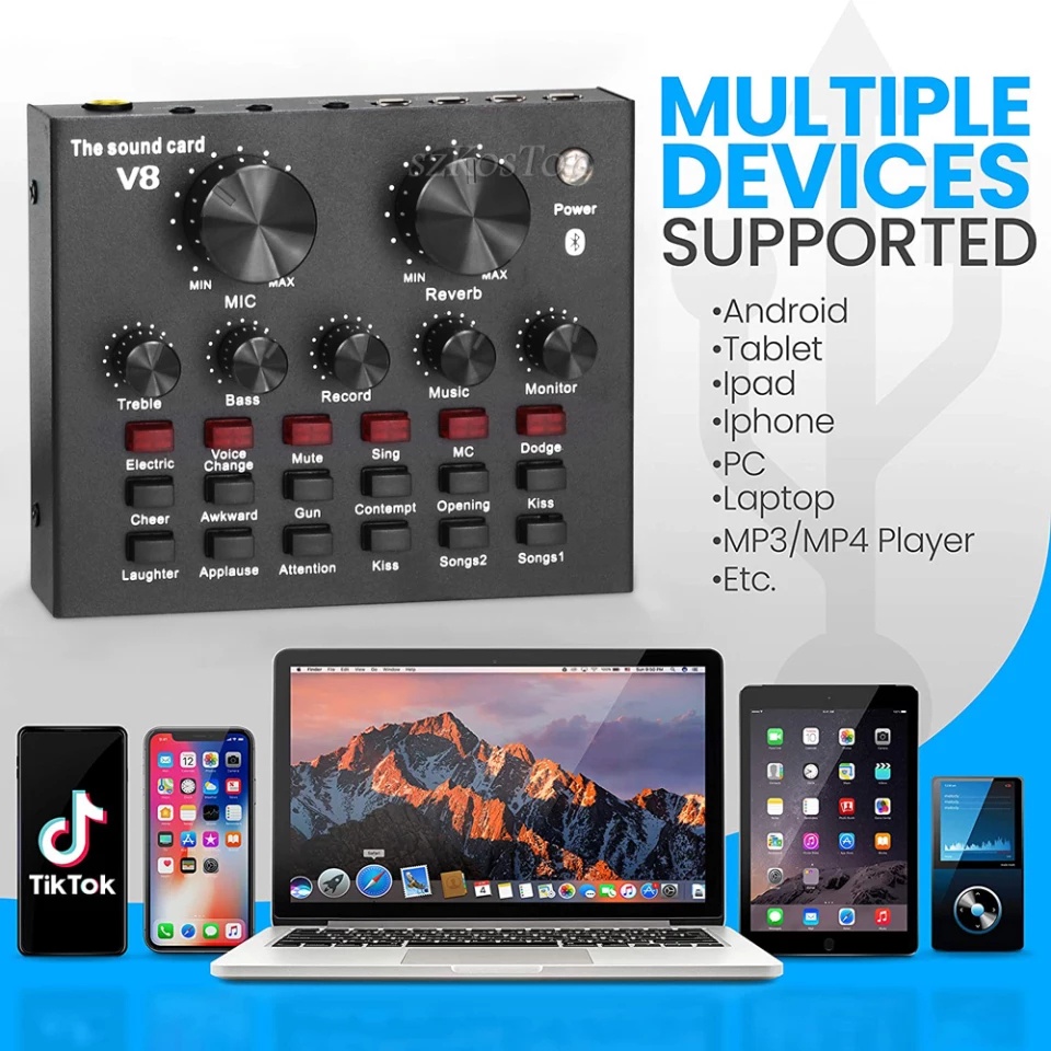 V8 Stream พร้อมจัดส่ง️ซาว์นการ์ดแปลงสัญญาณเสียง V8 Live Stream audio interface ...