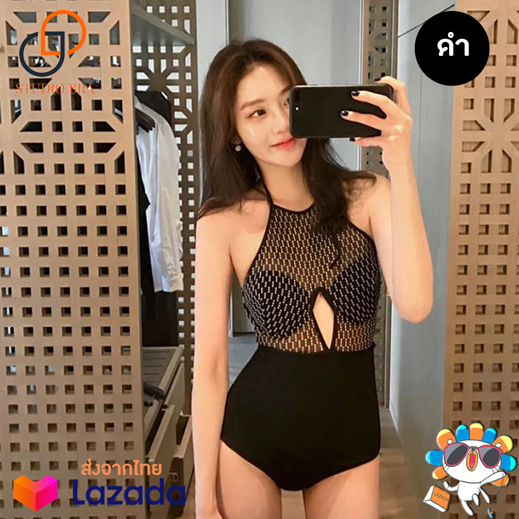 StudioBra - Sexy black glitter ชุดว่ายน้ำ วันพีช เซ็กซี่ #sw-018