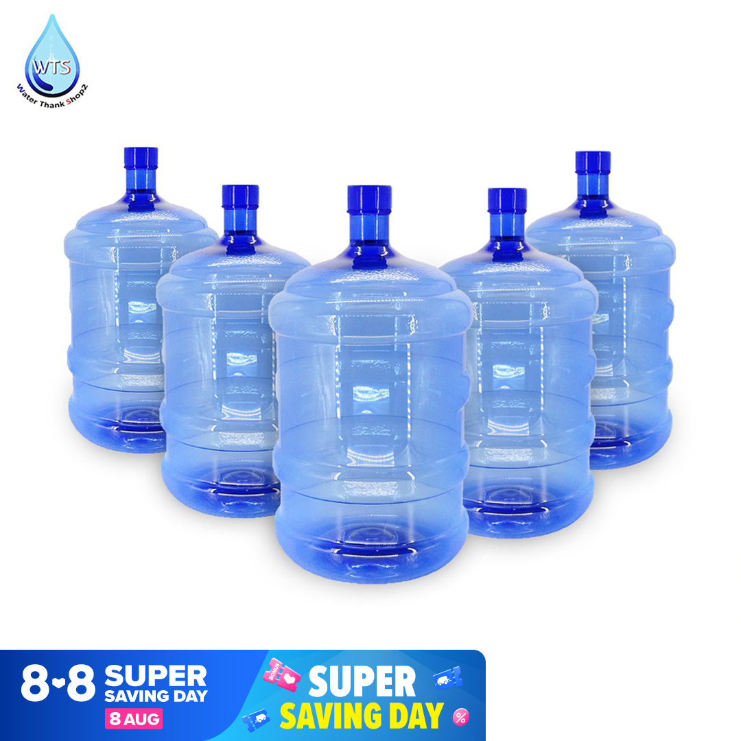 Watertankshopถังน้ำดื่ม PET ขนาด 18.9 ลิตร ถังฝาเกลียว bottle /ชุด 5 ใบ