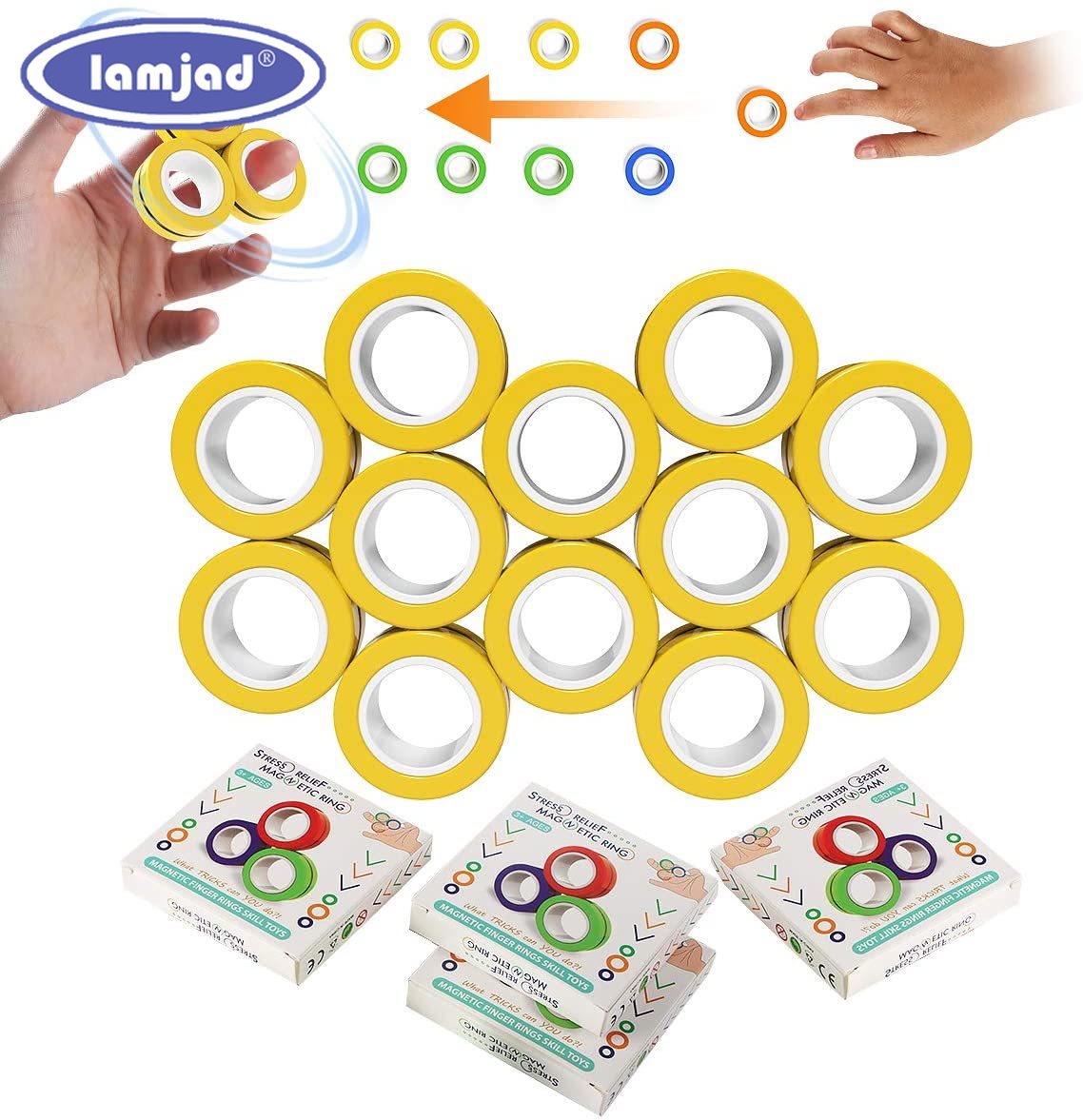 (ส่งจากไทย)6-12pces magnetic ring decompression toy decompression magnetic magic ring suitable for children and adults