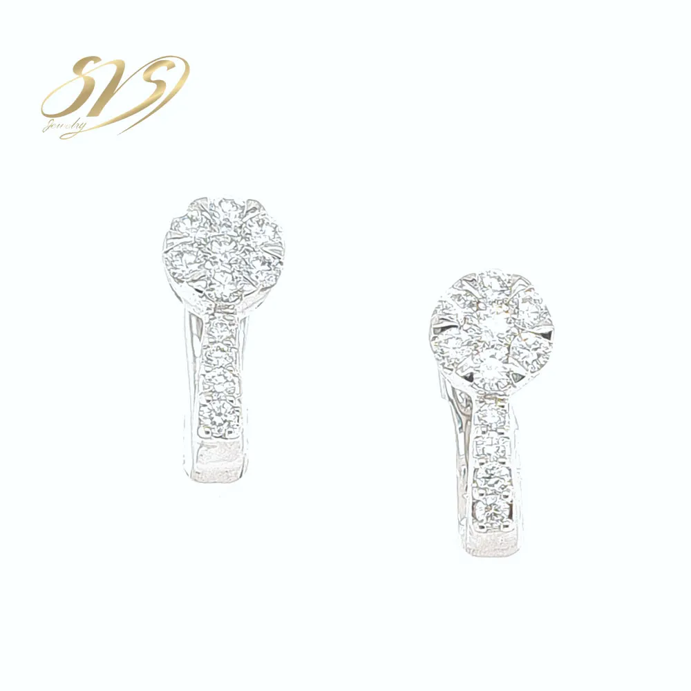SVS Jewelry เครื่องประดับ ต่างหูผู้หญิง ต่างหู เพชรแท้ ต่างหูทองคำแท้ จิวเวอรี่ทอง 18K Natural Cluster Diamond Earring Jewelry
