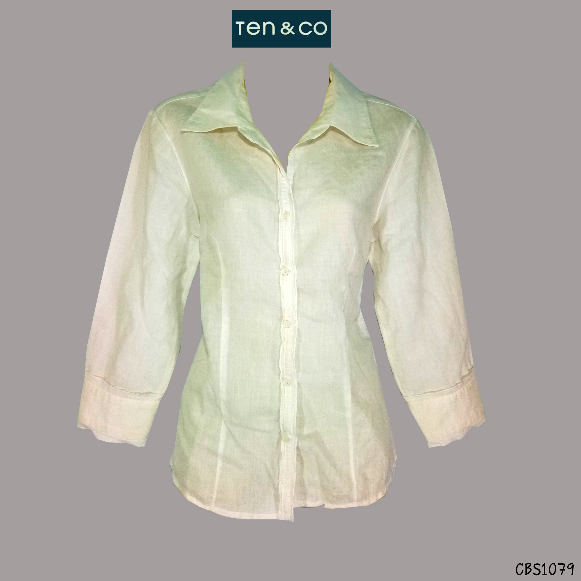 USED Ten & Co. Light Cream Shirt เสื้อเชิ้ตสีครีม แขนยาว ทำงาน สี