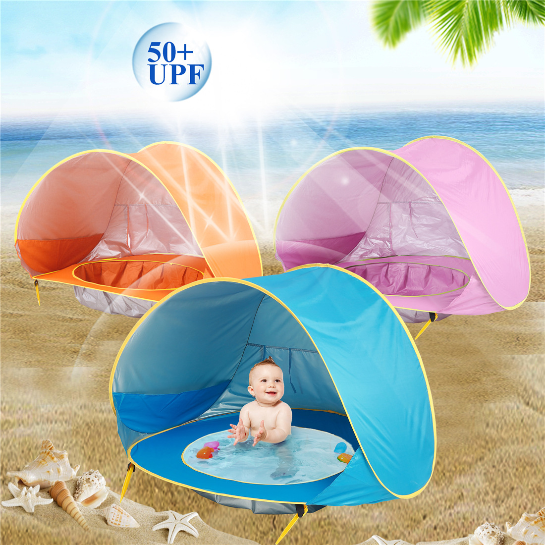 (SALE)เต้นท์เด็ก  เต็นท์ชายหาด เต็นท์เด็กชายหาดป้องกันรังสียูวี สระว่ายน้ำกลางแจ้งBaby Beach Tent Pop Up Portable Shade Pool UV Protection