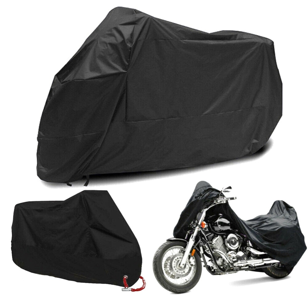 ผ้าคลุมรถมอเตอร์ไซค์ บิ๊กไบค์ จักยาน กันน้ำ กันแดด กันฝุ่น สีดำ Motorbike Waterproof Cover Protector Case Cover Rain Protection BreathableXXL
