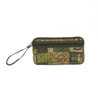 กระเป๋าสตางค์ แบบยาว  ใส่โทรศัพท์มือถือ ผ้าคอตตอนญี่ปุ่นสีเขียว