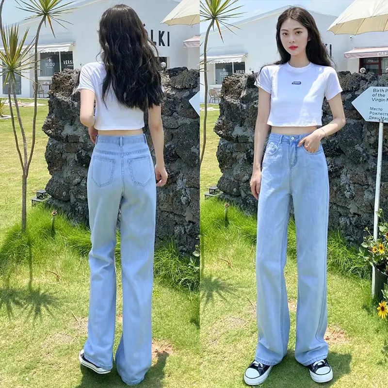 ภาพสินค้าJeans กางเกงยีนส์ ผญ2022retro net red high waist large pocket wide leg straight pants tideกางเกงยีนส์ ผู้หญิงใหม่กางเกงย้อนยุคตาข่ายสีแดงเอวสูงกระเป๋าขนาดใหญ่ขากว้างก จากร้าน wardrobe บน Lazada ภาพที่ 1