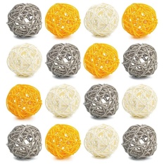 Decorative Balls for Bowl Centerpiece,16PCS Large Rattan Balls 2.8 Inch Yellow Wicker Balls Decorative Twig Orbs Spheres