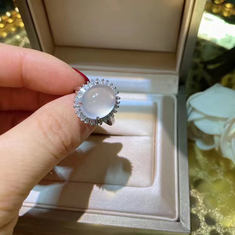 Phổ biến nhẫn cao băng vua màu xanh lá cây đầy đủ màu xanh ngọc bích bồ câu trứng mẹ nhẫn bầu không khí mẹ quà tặng sang trọng nhẫn YGYN