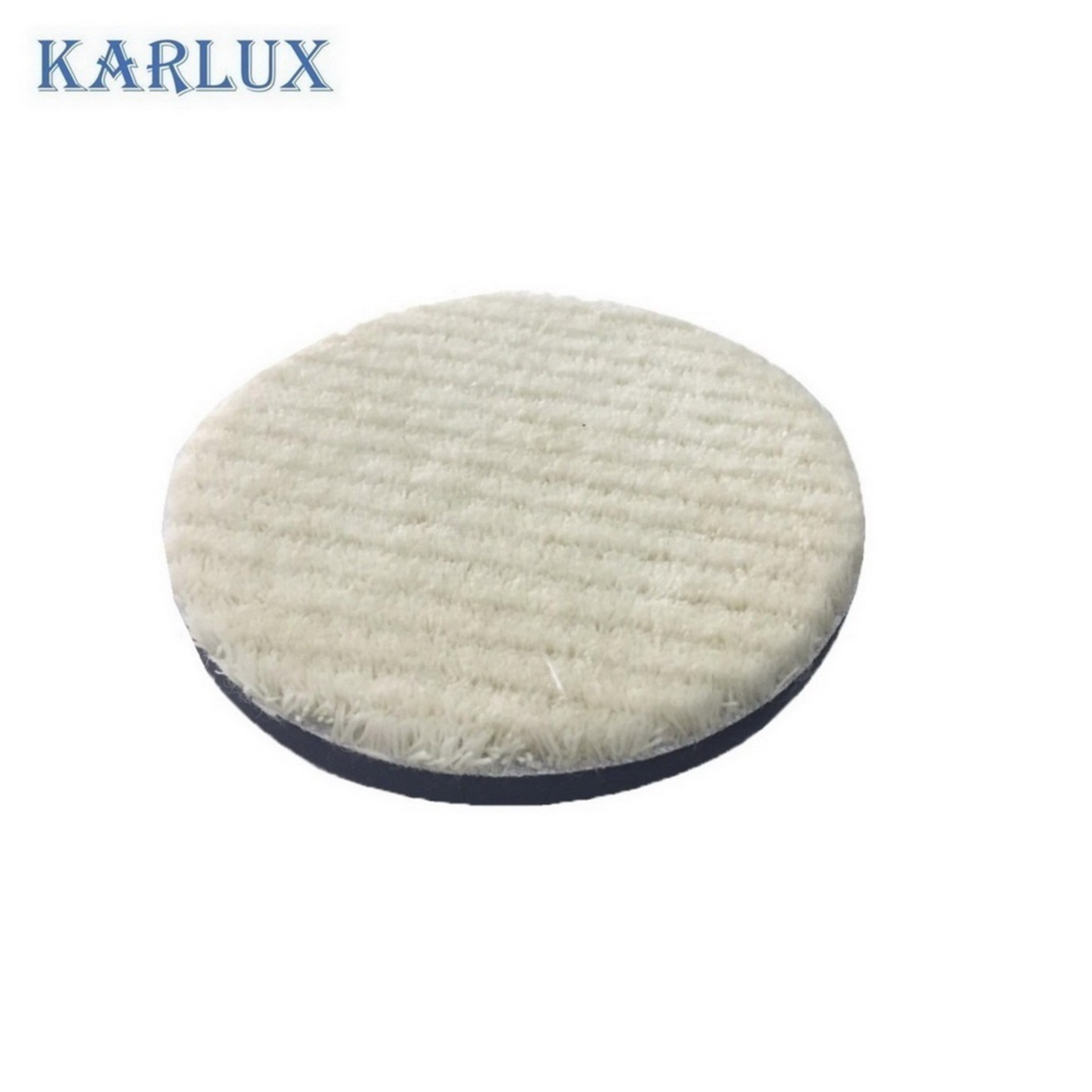 Karlux แผ่นขัดขนแกะ 6  ขนสั้น มีเสริมฟองน้ำ หลังผ้าสักหลาด Wool Pad w/velcro 6 inch