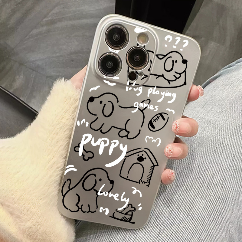 Ốp Điện Thoại TPU Silicon Chống Sốc Mạ Điện Hình Cún Mini Cho IPhone 14 11 13 12 Pro XS Max XR X 8 + 7 6S Plus