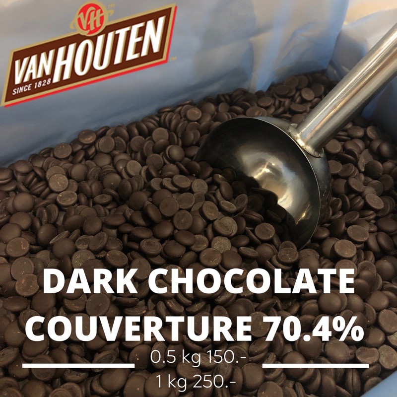 ‼️ถูกที่สุดในประเทศ‼️ดาร์คช็อกโกแลต Van houten couverture dark chocolate 70.4% **สินค้าอาจละลายจากการขนส่ง**