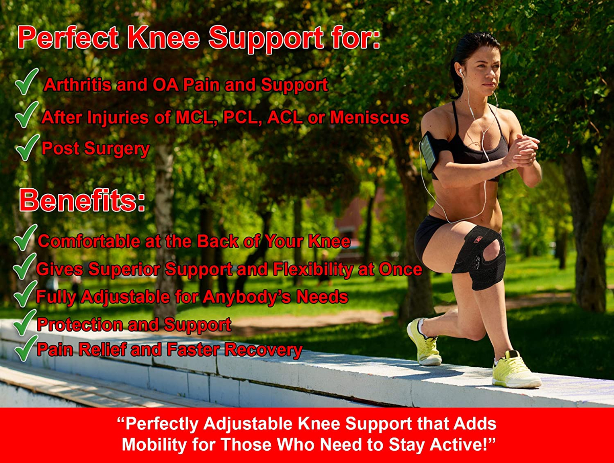 ATHLEDICT Hinged Knee Brace Support with Strap & Side Patella Stabilizers  for Protection & Pain Relief for Arthritis, Meniscus Tear, ACL, MCL -  Sports Compression Wrap for Running & Recovery - Men