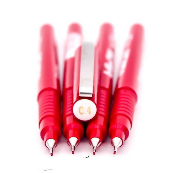 ปากกาหัวเข็ม อาร์ทไลน์ 0.4 มม. ชุด 4 ด้าม (สีแดง) หัวแข็งแรง คมชัด