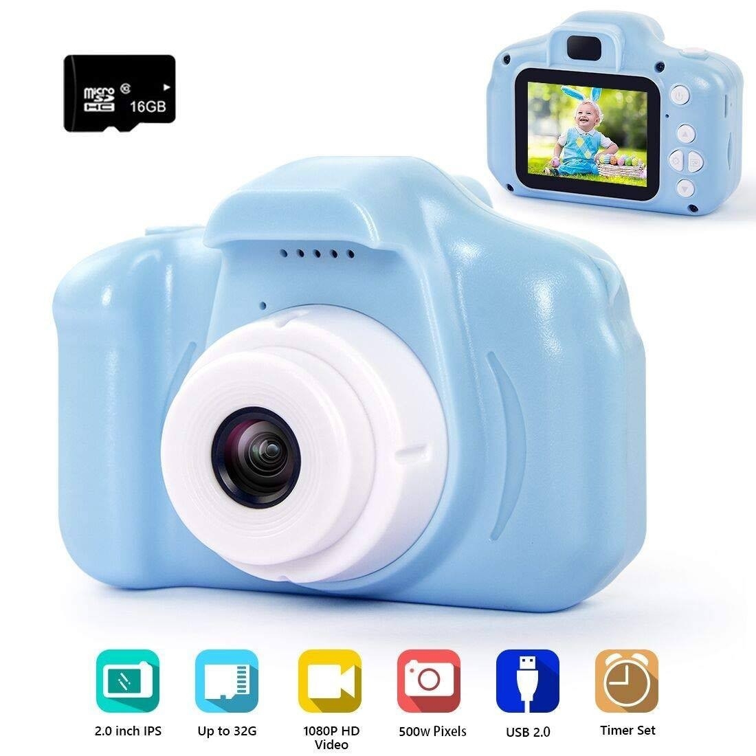 กล้องถ่ายรูปสำหรับเด็ก Digital Camera Mini Fun Kids Camera 3 MP Blue