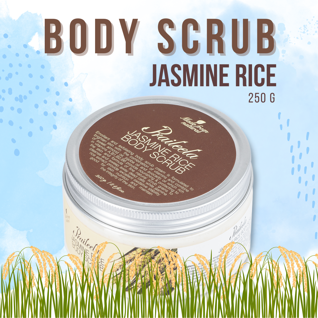 สครับ JASMINE RICE BODY SCRUB บอดี้สครับ ลดรอยสิวแดง สครับขัดผิวขาว