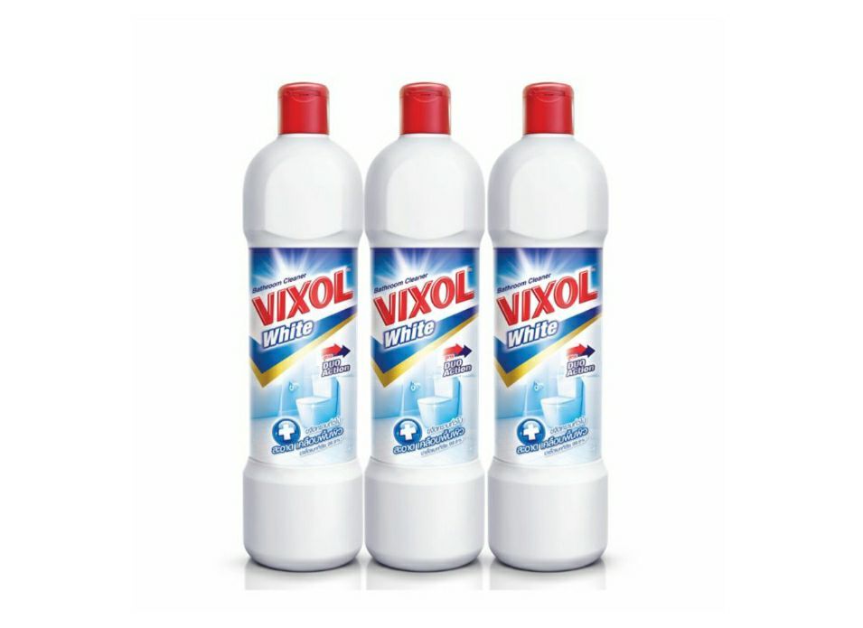 VIXOL วิกซอล น้ำยาล้างห้องน้ำ สำหรับคราบติดแน่น สีขาว ขนาด900 มล.(แพ็ค 3 ขวด)