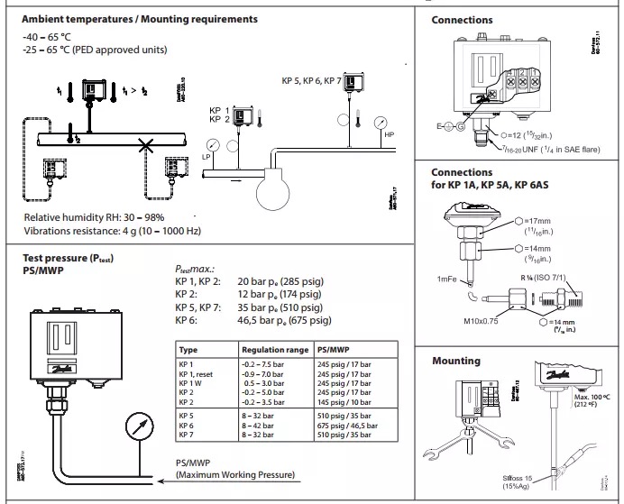 Danfoss KP35 KP36 Pressure switch danfoss เพรสเชอร์สวิทช์ ยี่ห้อ