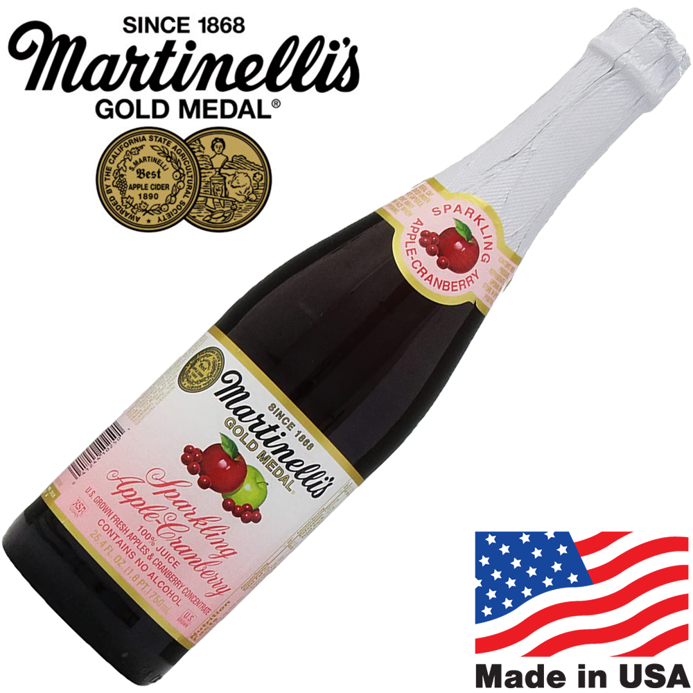 Martinelli's Sparkling Apple-Cranberry 750ml มาร์ตินเนลลี น้ำแอปเปิ้ล แครนเบอร์รี่ สปาร์คกลิ้งไวน์(NON ALC) 750มล