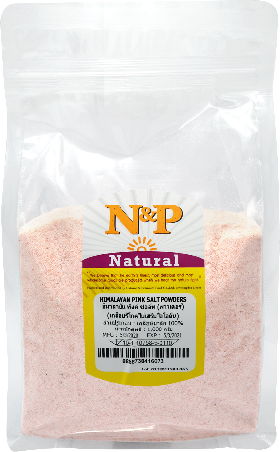 เกลือหิมาลัย ผง  ปริมาณ 1000 กรัม N&P Himalayan Pink Salt Powder