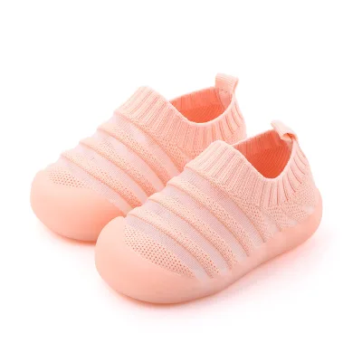 Spring and Summer New Korean Children's Shoes Net Shoes Boys and Girls Baby Toddler Casual Shoes Striped Non-slip Baby Shoes