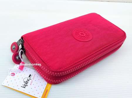 KIPLING ของแท้เบลเยี่ยม กระเป๋าเงิน Kipling Uzario Cherry Pink