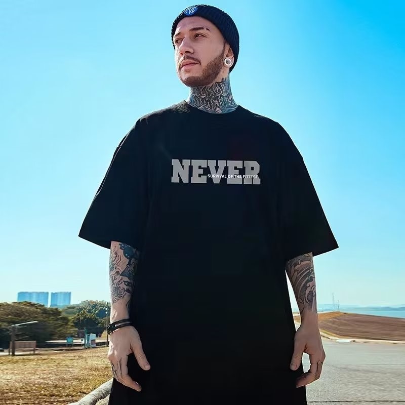 Áo thun cotton nam nữ NEVER, Form oversize, Cotton 100%, Tặng kèm nón kết