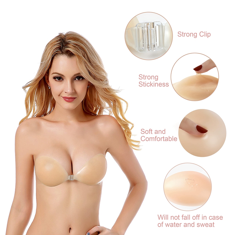 ALING Womens Push Up Strapless Sticky Bra Invisible Bras Breast Lifting Bras  Backless Self Adhesive Bra Strapless Push Up Bra Silicone Chest Stickers 