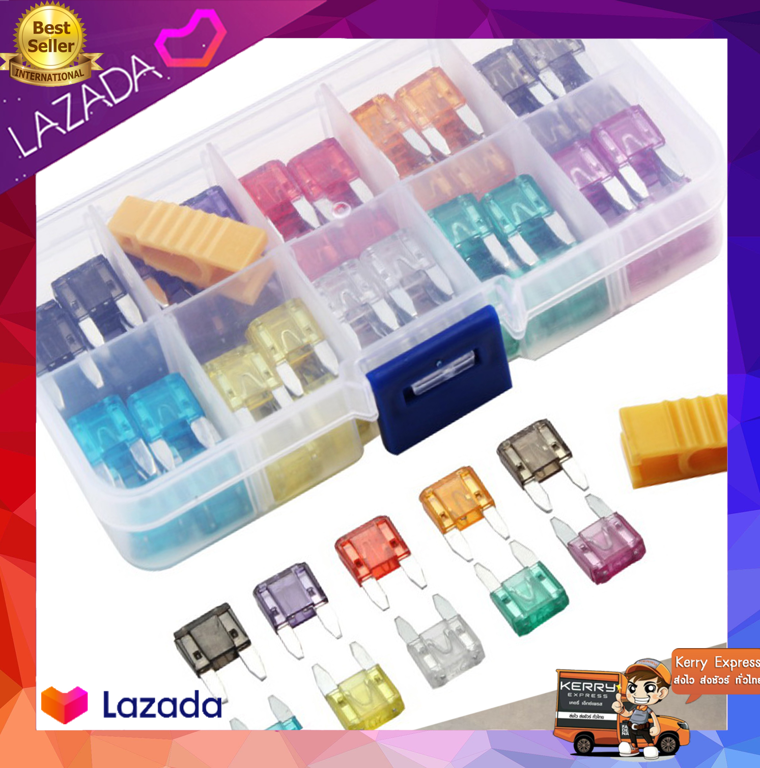 10 AWG Inline Blade Fuse Holder Audew 120 Pieces Blade Fuse Standard Circuit Blade 5A, 7.5A, 10A, 15A, 20A, 25A, 30A