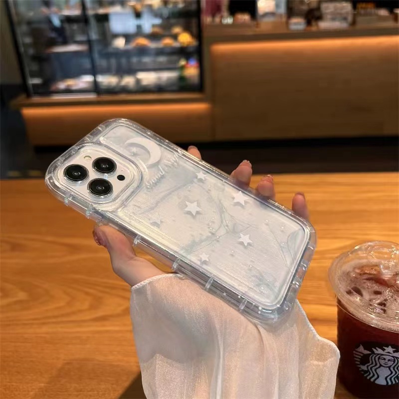 For IPhone 14 Pro Max IPhone Case Thickened TPU Soft Case Clear Case Airbag Shockproof Dreamy Starry Night Compatible with For IPhone 11 Pro Max