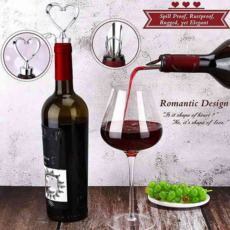 Champagne Stopper,Heart Wine Stopper Reusable Wine Pourer Beverage