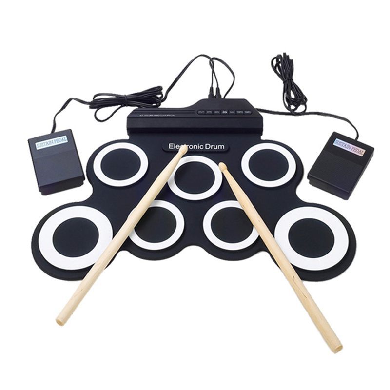 Electronic Drum Set /7 Electronic Drum /7 Tone /8 Demo Song/ 7 Drum Pads Metronome Function /External Instrument Input Available Pedal with Stick Practice / Beginner