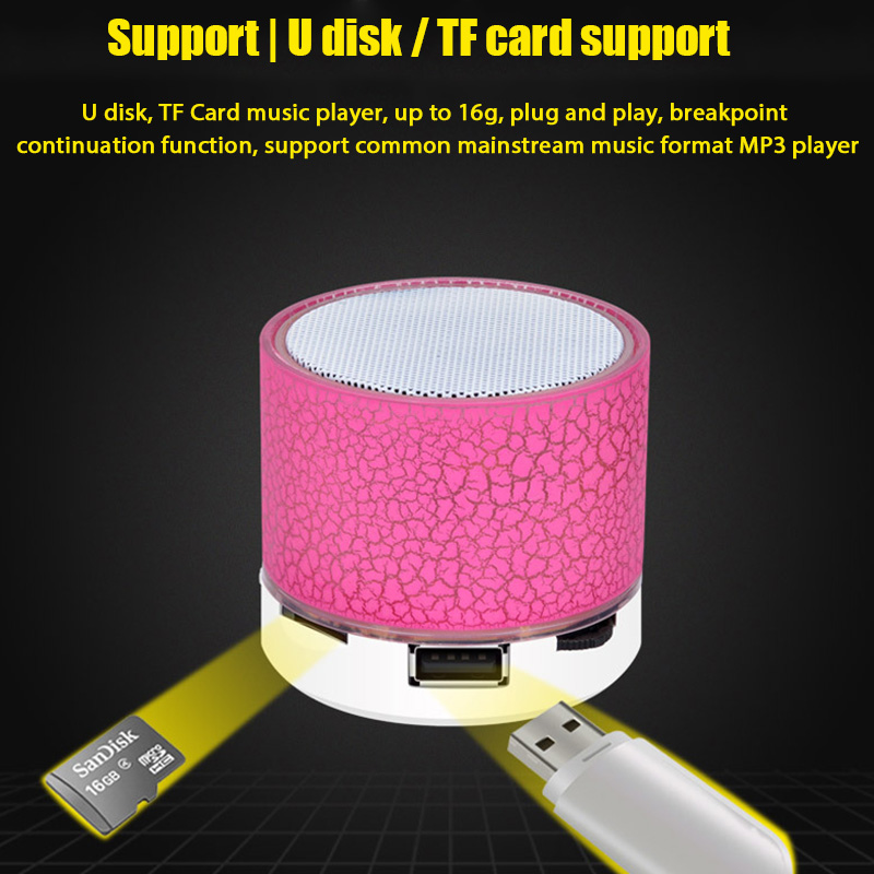 New Portable Bluetooth Speaker Wireless Sound Box Small Crack LED TF ...