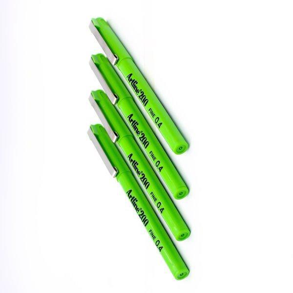 HomeOffice  ปากกาหัวเข็ม อาร์ทไลน์ 0.4 มม. ชุด 4 ด้าม สีเขียวอ่อน หัวแข็งแรง คมชัด