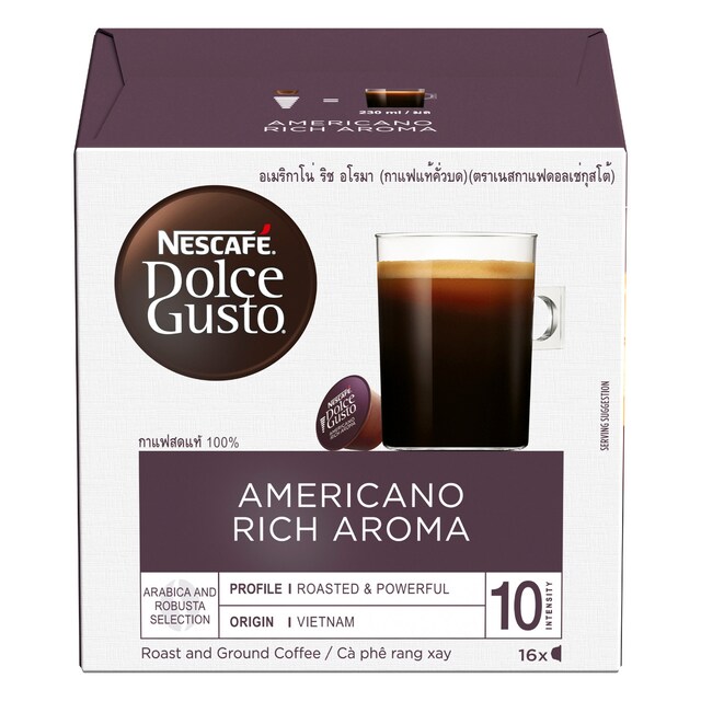 Nescafe Dolce Gusto Americano Rich Aroma 16 cap กาแฟอเมริกาโน่ ริซ อโรม่า ตราเนสกาแฟ ดอลเช่กุสโต้ 16 แคปซูล