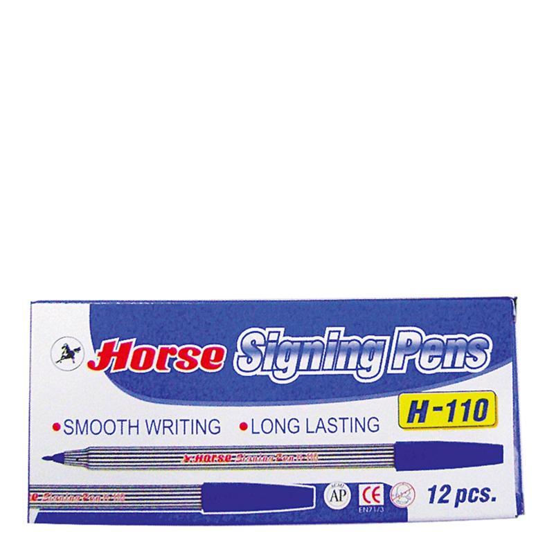 Writing ตราม้า ปากกาเมจิกสีเดียว #H-110 สีน้ำเงิน 12 ด้าม x1 แพ็ค อุปกรณ์การเขียน เขียนอักษร ฝึกทักษะการใช้มือ