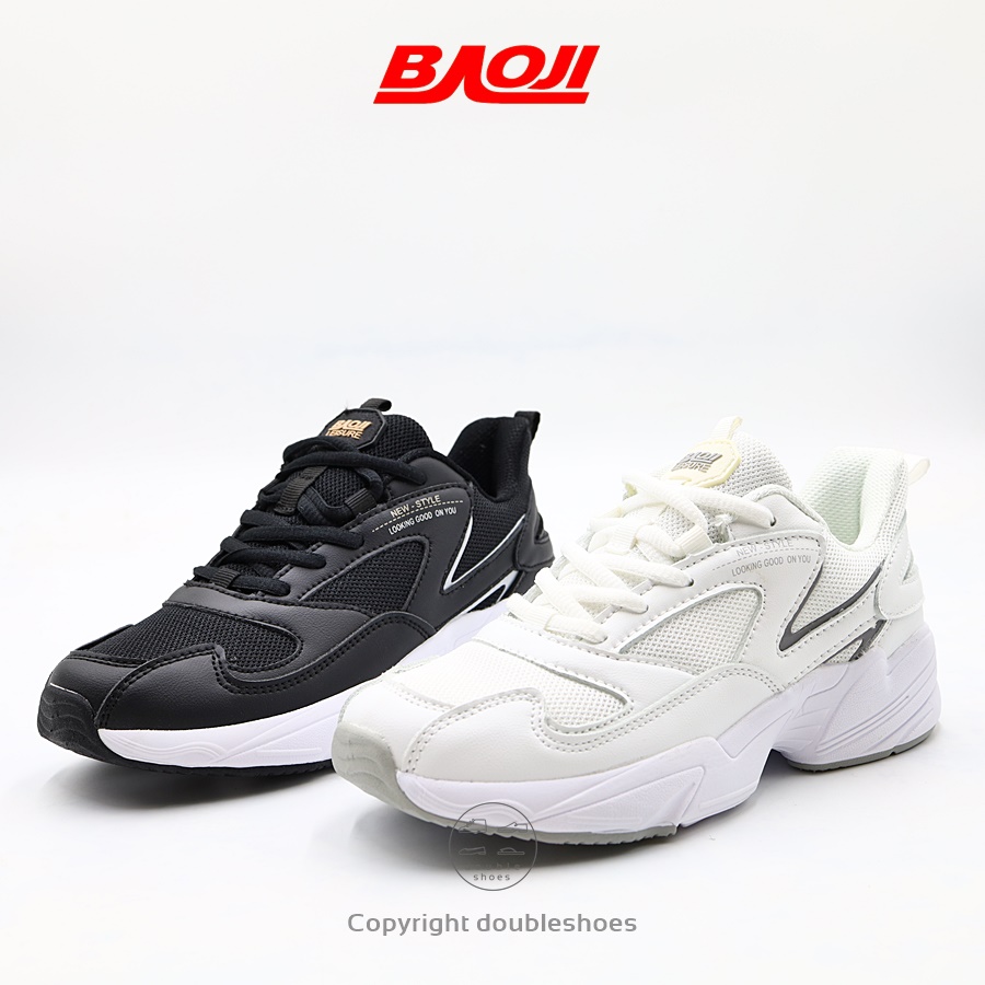 BAOJI[BJW709] ของแท้ 100% รองเท้าผ้าใบผู้หญิง รองเท้าวิ่ง รองเท้าออกกำลังกาย [สีดำ ขาว]ไซส์ 37-41