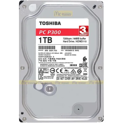 ขายดีที่สุด 1 TB (ฮาร์ดดิสก์) Toshiba P300 SATA-III 64MB 7200RPM (HDWD110) - สินค้ารับประกัน 3 ปี