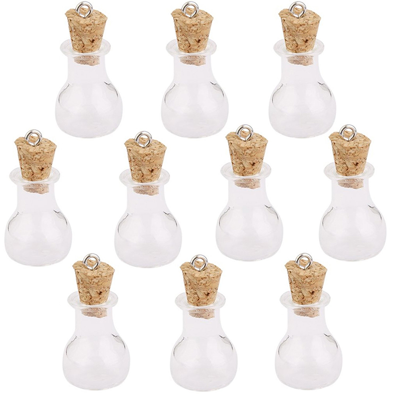 10 Glass Bottle Cork Glass Bottle Pendant , Bulb shape