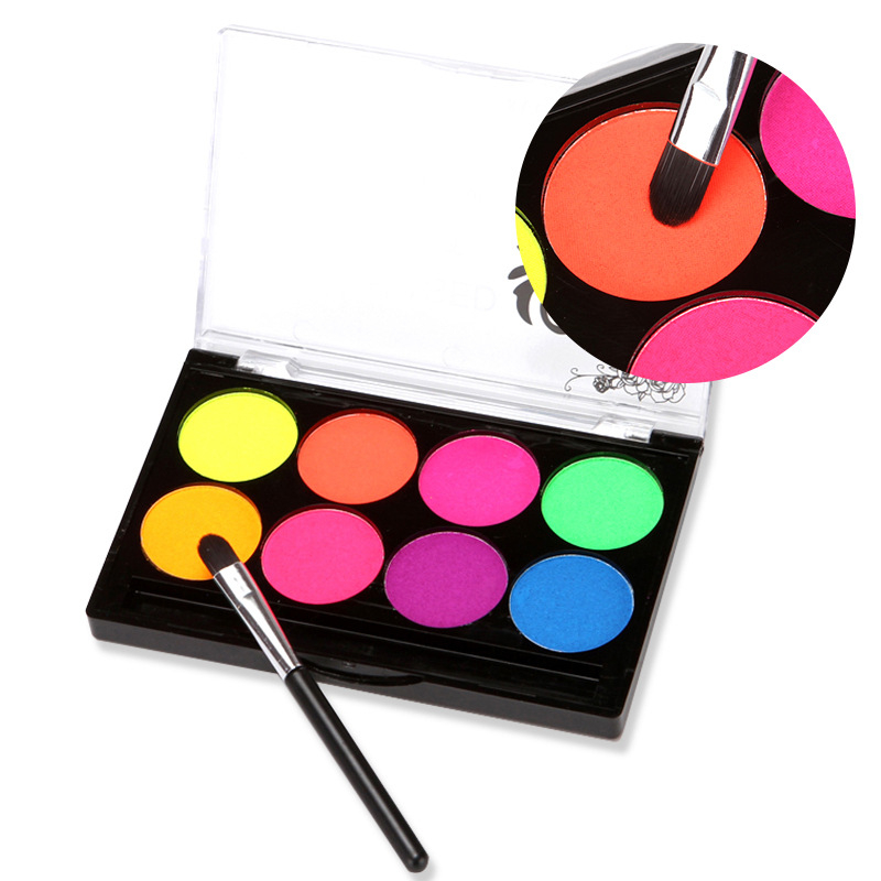 8 Colors Luminous Body Painting Glow Halloween Face Body Paint Set Face ...