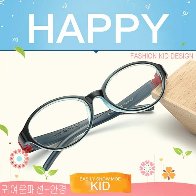 แว่นตาเกาหลีเด็ก Fashion Korea Children แว่นตาเด็ก รุ่น 8820 C-5 สีดำขาดำข้อแดง กรอบแว่นตาเด็ก Oval รูปไข่แนวนอน Eyeglass baby frame ( สำหรับตัดเลนส์ ) วัสดุ PC เบา ขาข้อต่อ Kid leg joints Plastic Grade A material Eyewear Top Glasses