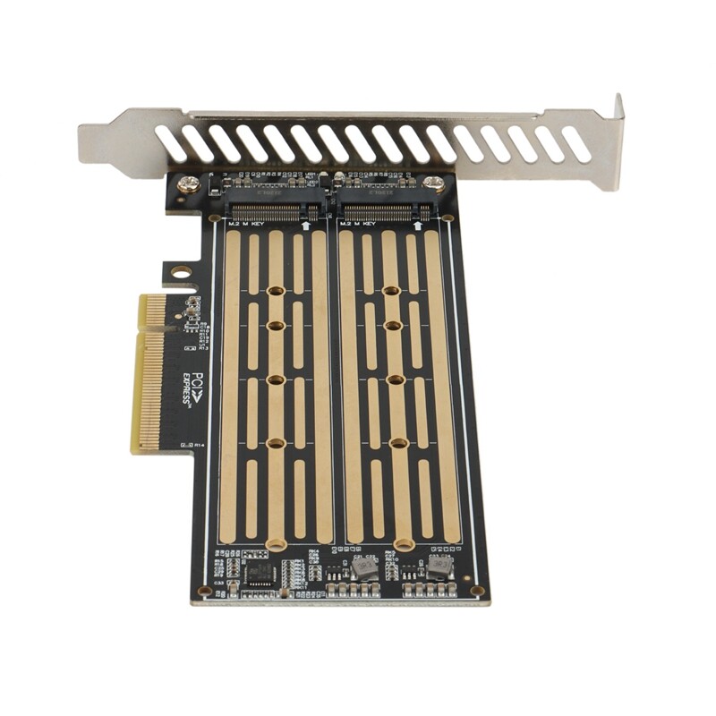 M.2 Riser Card M.2 NVME to PCIE X8 Dual Disk Hard Drive SSD Adapter Expansion Card for PCIE X8 X16K...