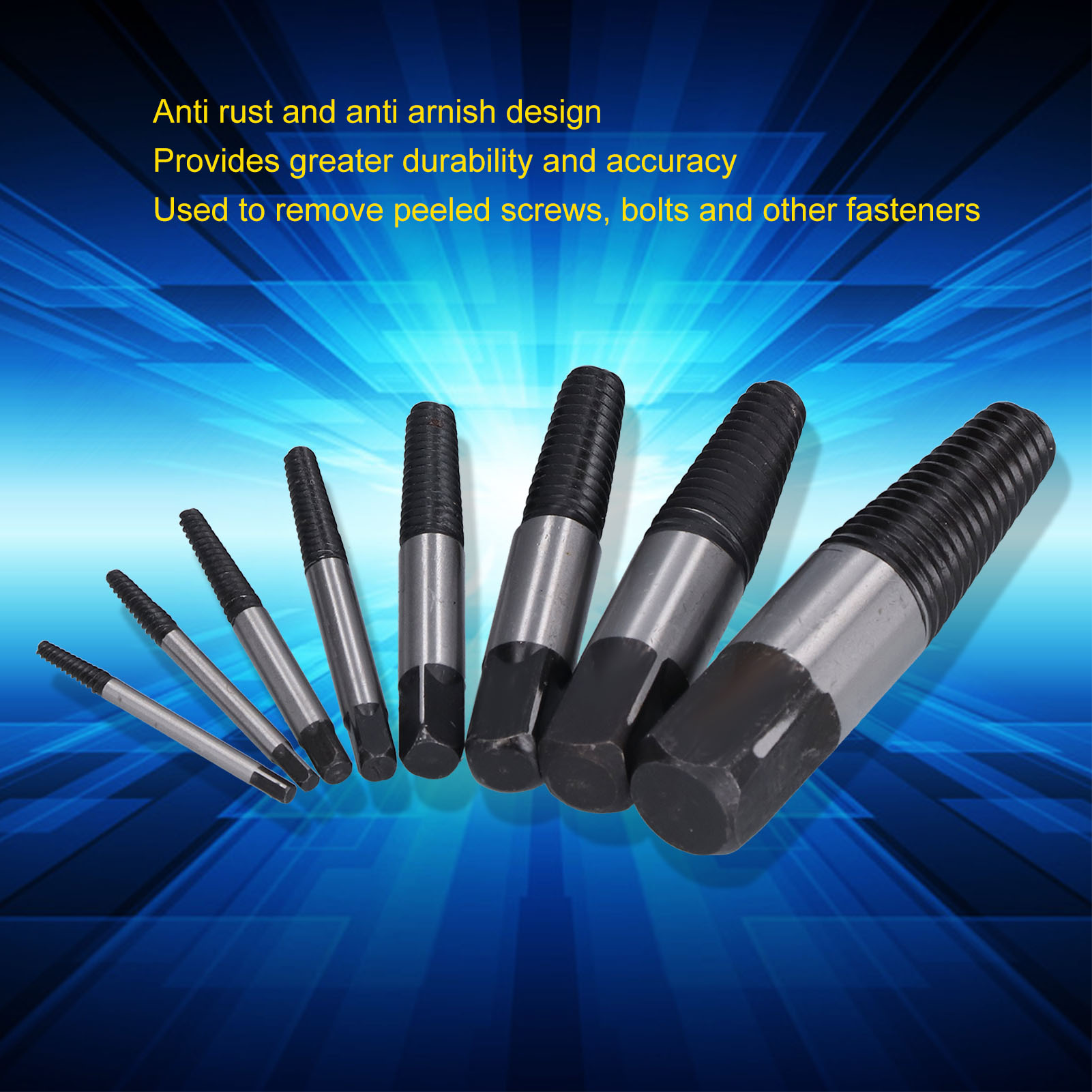 8Pcs Broken Screw Extractor เหล็กความเร็วสูง All Purpose Bolt Water Pipe Remover Set A hose