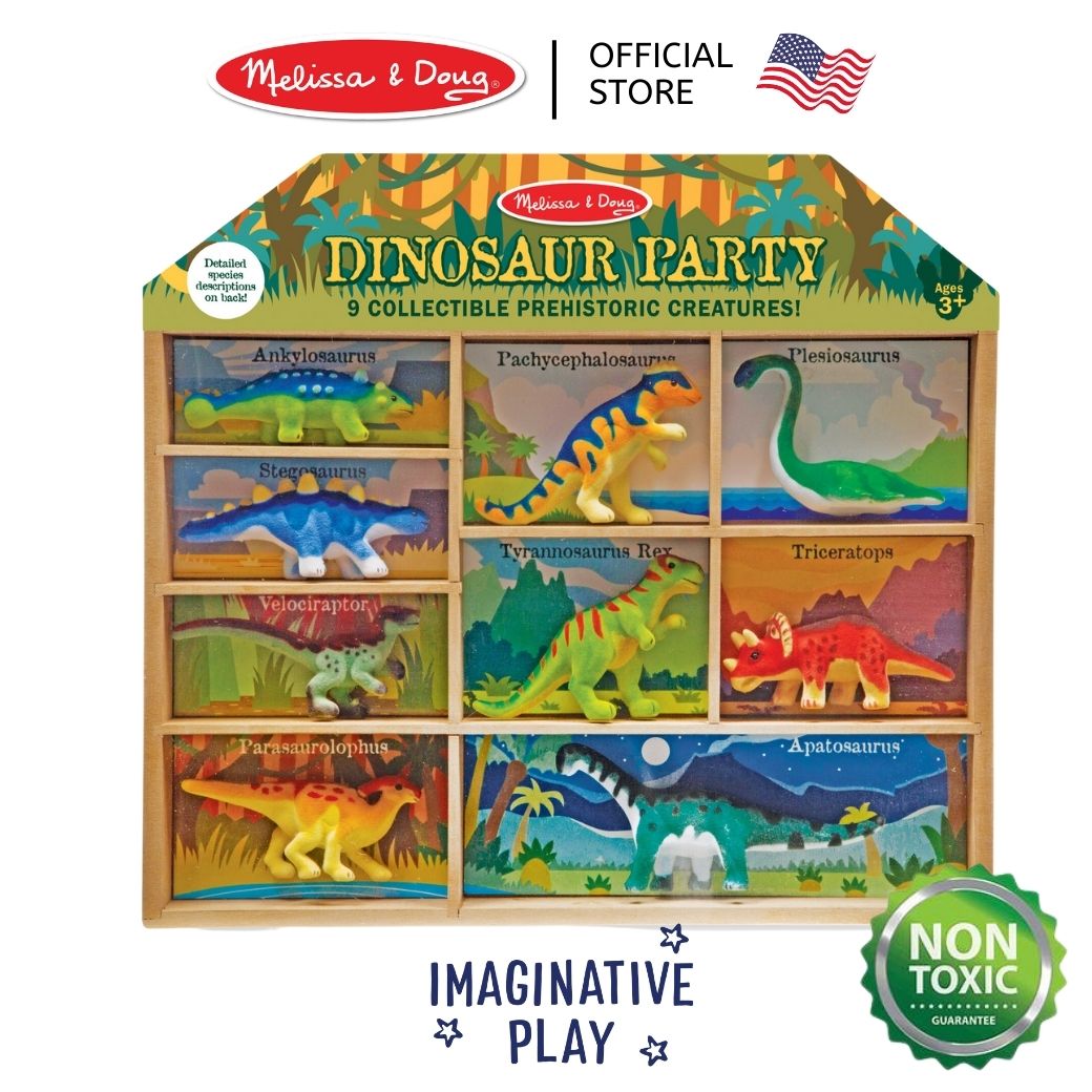 Dinosaurs Wooden 20 Magnets in a Box Gift Set + FREE Melissa & Doug Scratch Art Mini Pad Bundle [04763