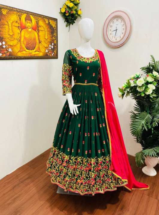 Dress long ชุดอินเดีย GOWN FABRIC :FAUX GEORGETTE WITH FULL HEAVY EMBROIDERY WORK WITH SLEEVES WITH PIPIN LESS BODER SIZE : UP TO 42 XL FREE SIZE… – No Brand – 3432903311_TH-12695397473 >>> 🇹🇭 Top1Thailand 🛒 >>> lazada.co.th 🇹🇭 🇹🇭 🇹🇭🛒🛍🛒