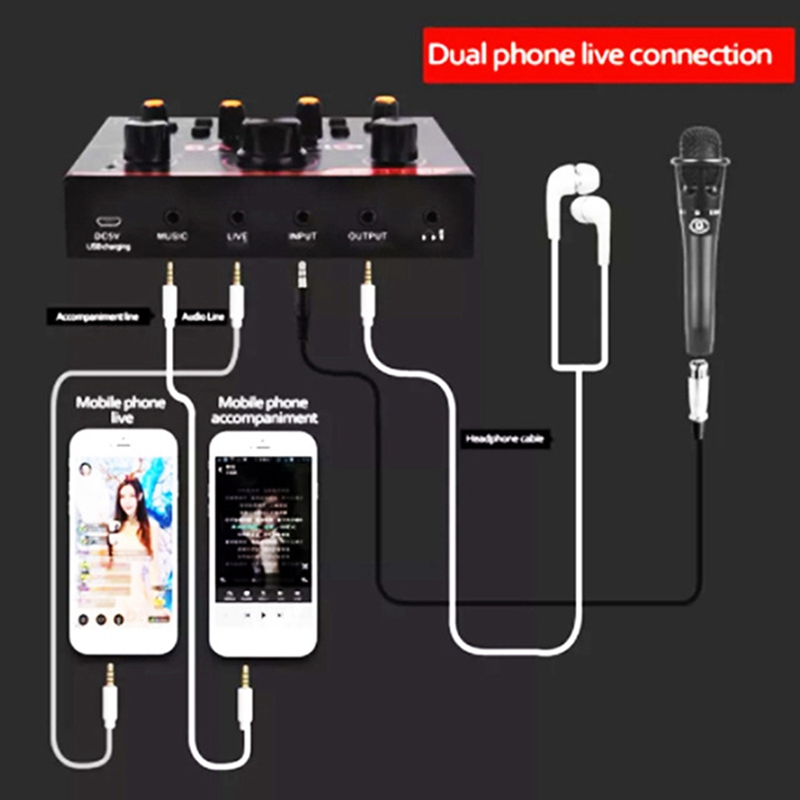 V9 Plus Professional Audio Mixer Audio USB External Sound Card Headset