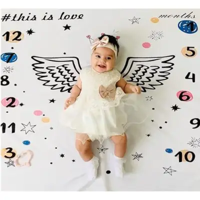 Baby Photography Props Infant Milestone Background Blanket Mat Newborn Monthly Growth Milestone Blanket Cloth Commemorate Rug