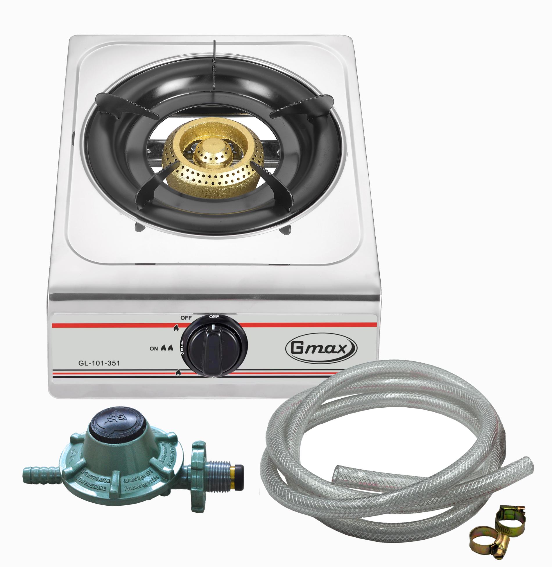 GMAX(ชุดสุดคุ้ม) เตาแก๊สหัวเหล็ก เตากล่องสแตนเลส 1 หัวเตา รุ่น GL-104-20-P1 รับประกัน 1 ปี