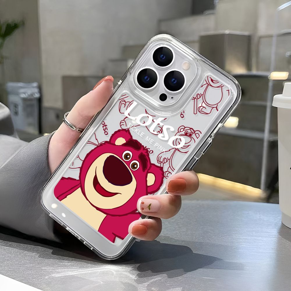 For iphone 14 pro max iphone case tpu soft case shockproof protection camera pink bear compatible for 13 pro max 12