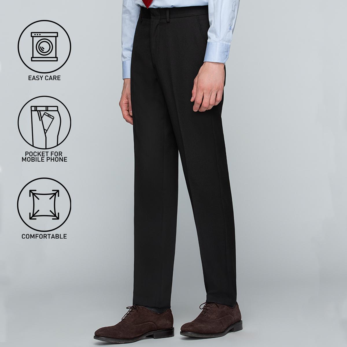 GQ Essential Pants กางเกงสแล็คทรงเข้ารูป รุ่น TR Slim Fit สีดำ Lazada