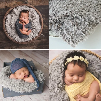 Newborn Photography Props Cuddly Soft Fur Fabric Nest Blanket Baby Posing Shoot Photo Prop Accessories Basket Stuffer Layer